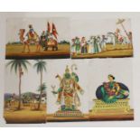 Eight various Indian paintings on mica