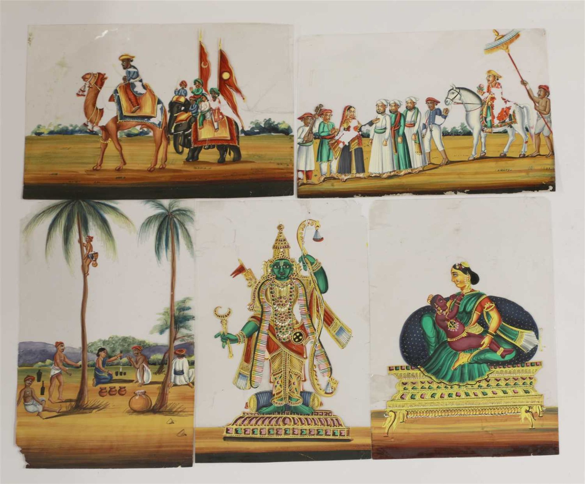 Eight various Indian paintings on mica