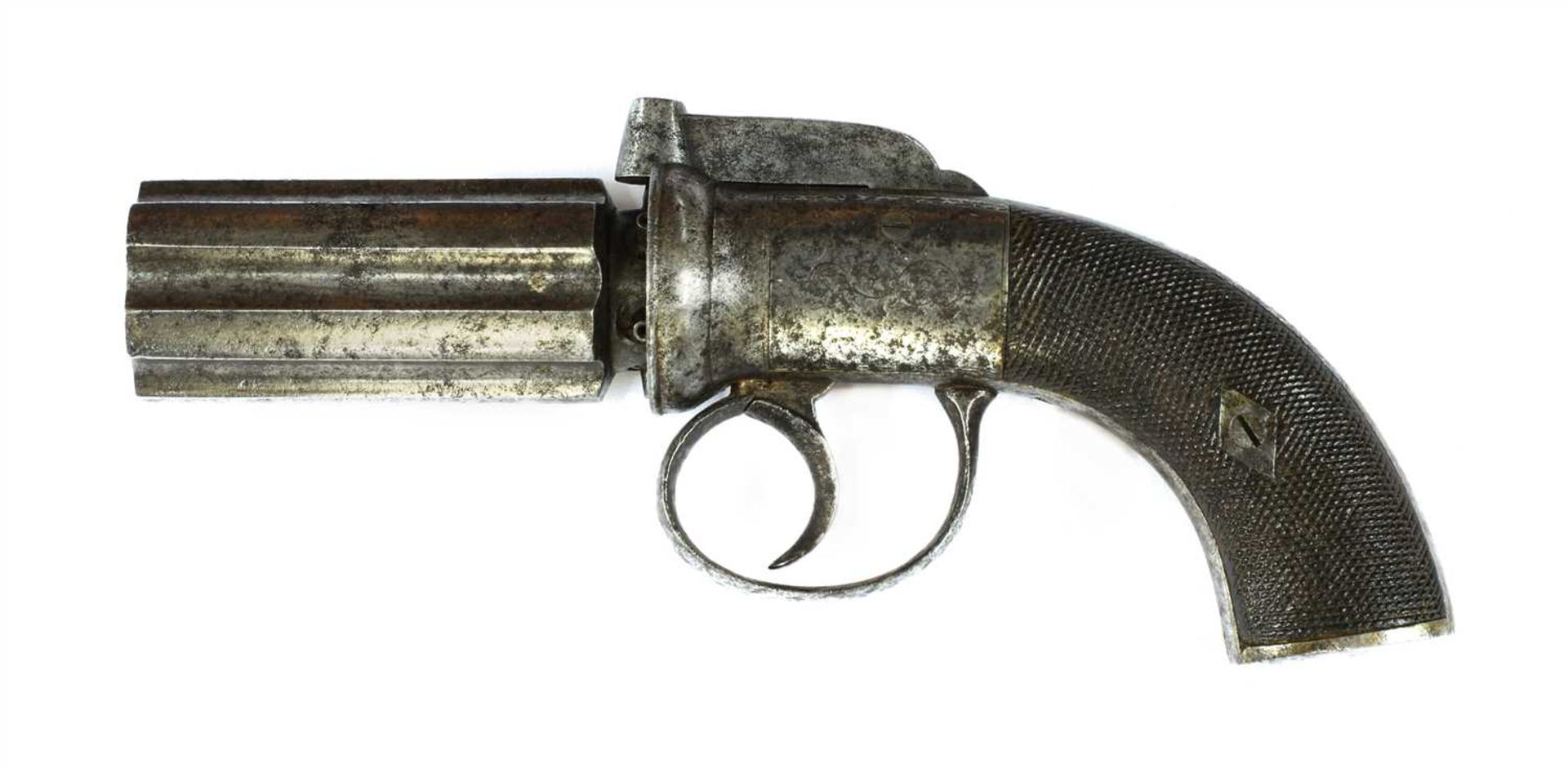 A six shot 'pepperbox' percussion pistol,