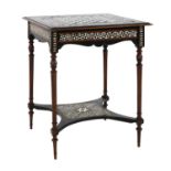 A Middle Eastern-style rosewood and mother-of-pearl occasional table,