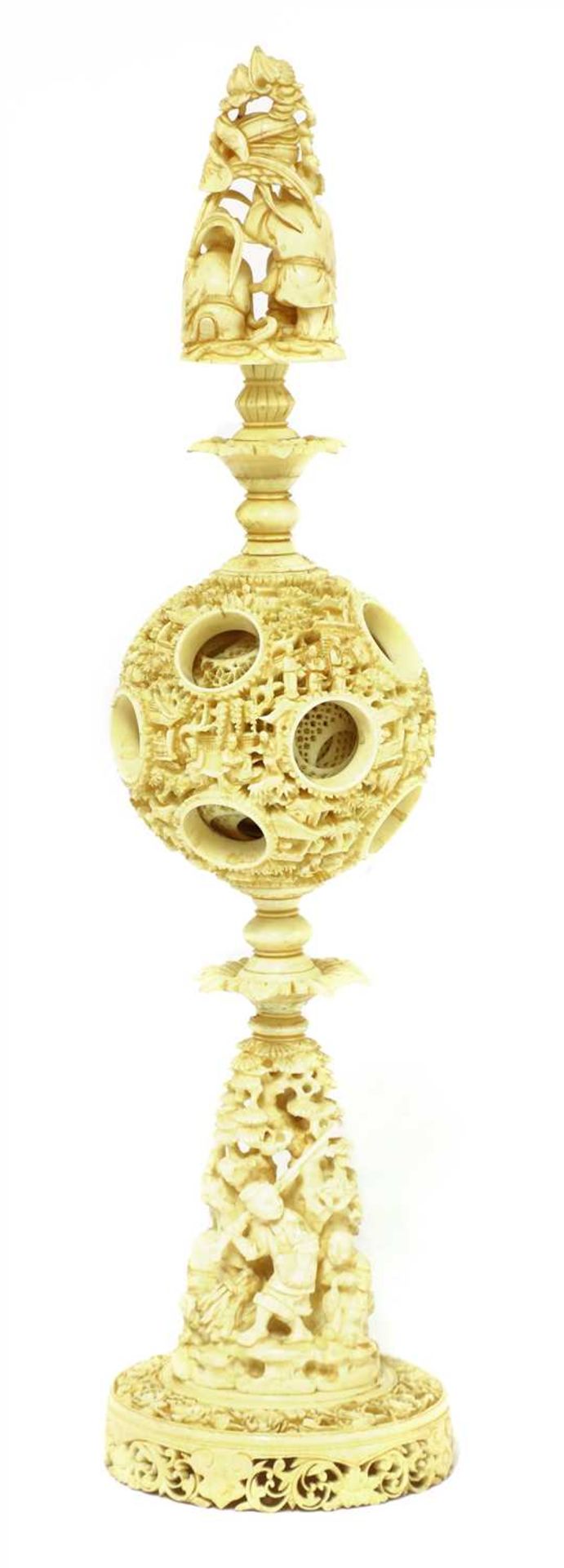 A Chinese carved ivory puzzle ball, - Image 2 of 2