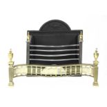 A Regency-style brass and cast iron fire grate,