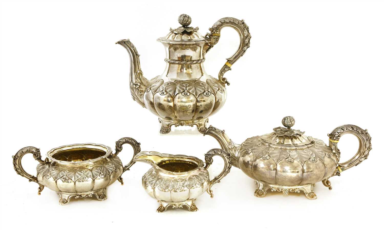 A George IV silver four-piece tea set,