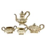 A George IV silver four-piece tea set,