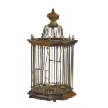A mahogany and brass pagoda birdcage,
