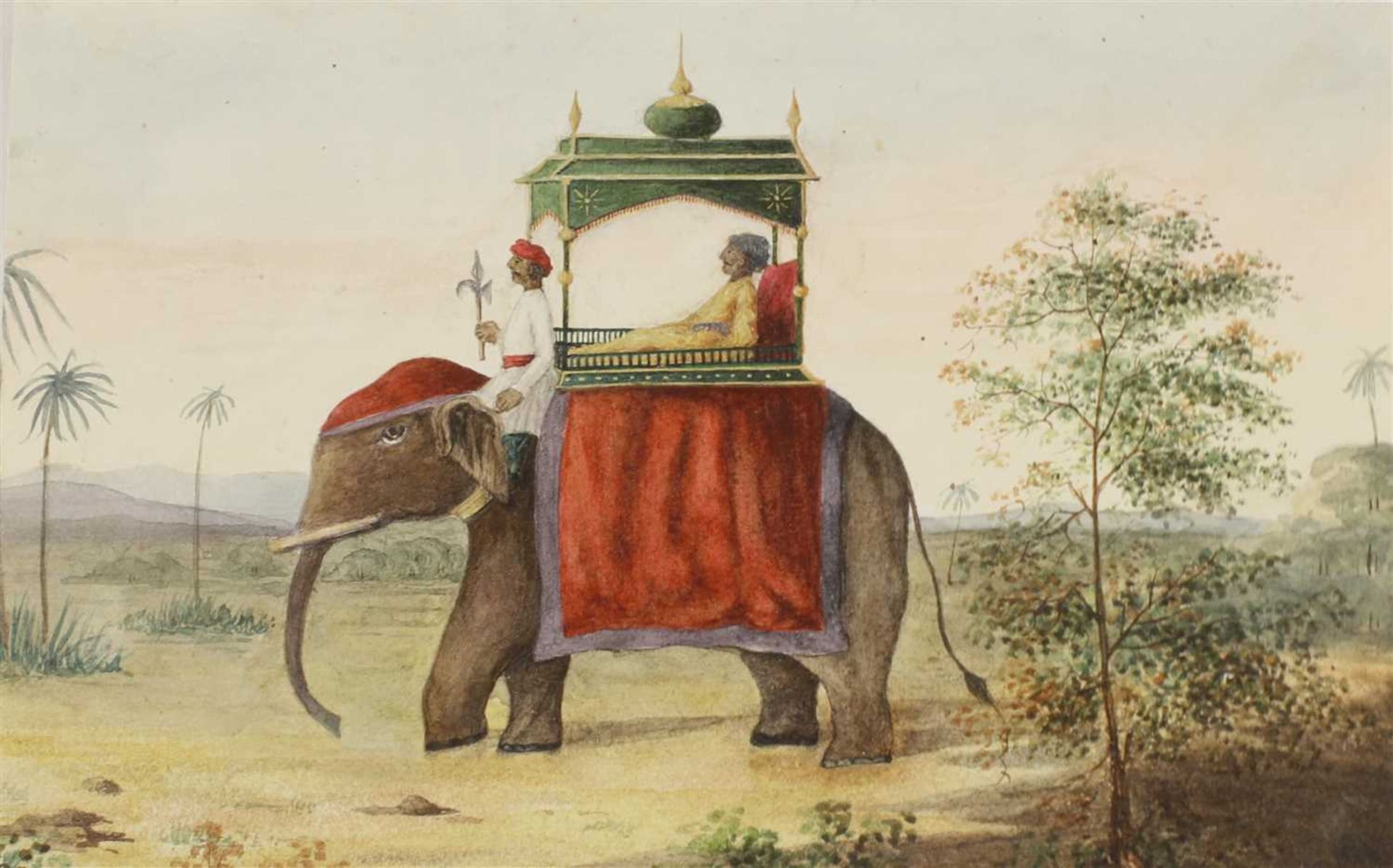 Two Indian watercolours of elephants,