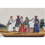 Seven Indian paintings on mica,