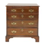 A George III mahogany chest of four drawers,