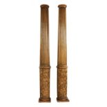 A pair of oak pilaster columns,