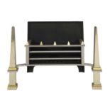 A Regency cast iron, steel and brass fire grate,