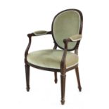 A George III mahogany open armchair,