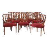 A set of ten reproduction mahogany dining chairs,