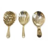 A George III silver caddy spoon,