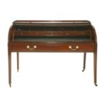 A George III mahogany tambour roll-top desk,