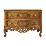 A Continental walnut serpentine commode,