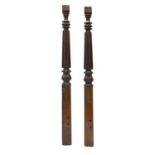 A pair of William IV mahogany bed posts,