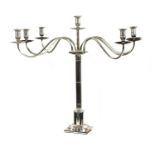 A very large Christofle silver-plated seven-light candelabra,