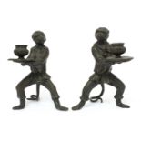 A pair of Italian bronze candlesticks,