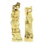 Two Japanese carved ivory figures,