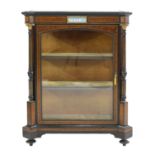 An ebonised and burr walnut display cabinet,