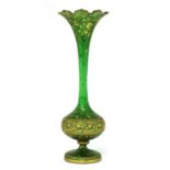 A green and gilt-highlighted Bohemian glass vase,