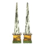 A pair of pearlware obelisks,