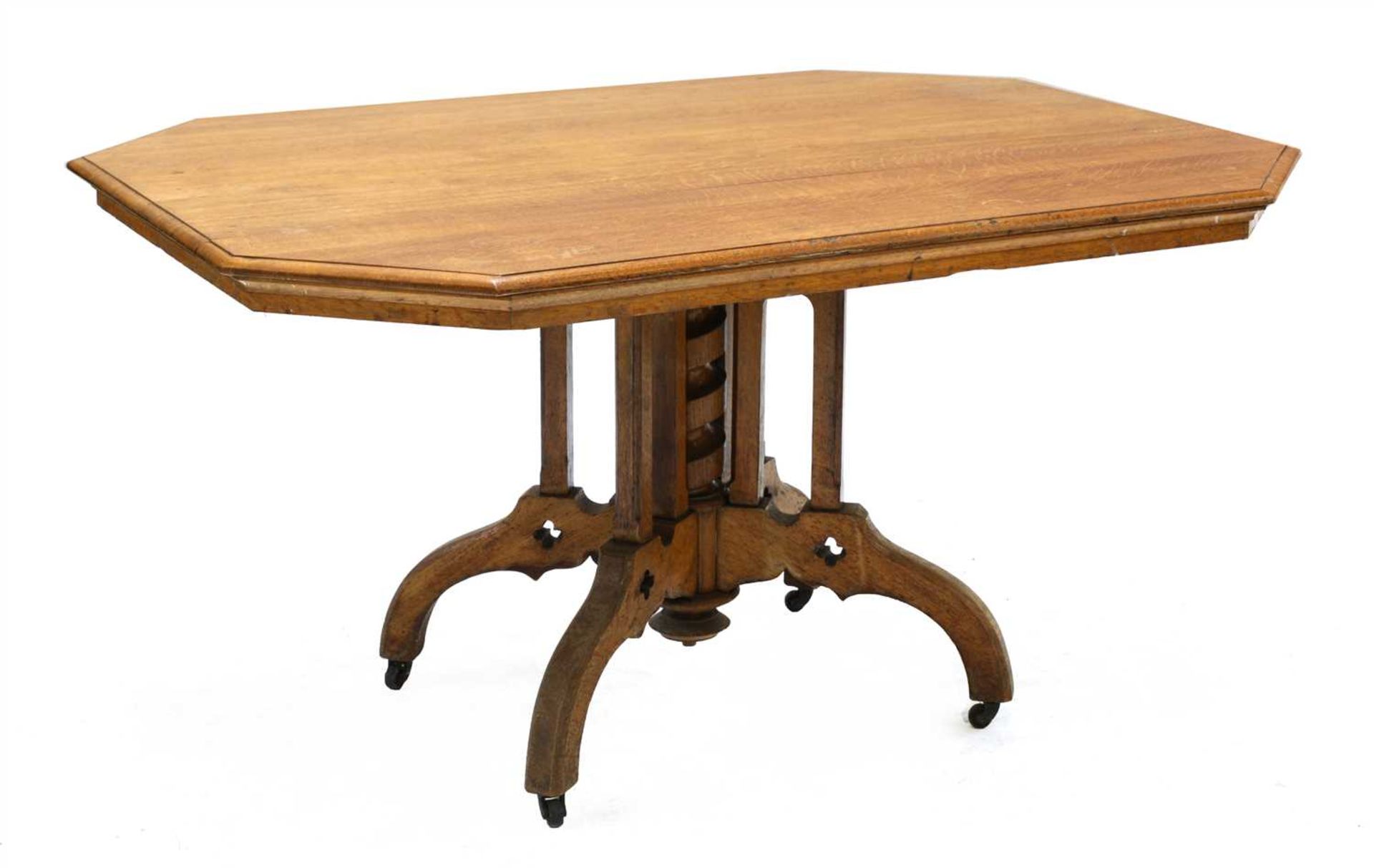 A Gothic Revival golden oak centre table,