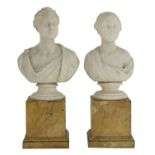 A pair of marble busts,