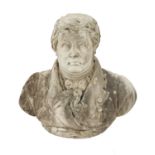 A carved marble bust of a 19th century gentleman,
