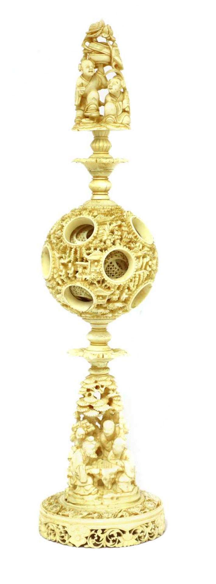 A Chinese carved ivory puzzle ball,