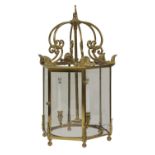 A Regency period brass hexagonal lantern,