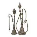 A large Indian white metal hookah,