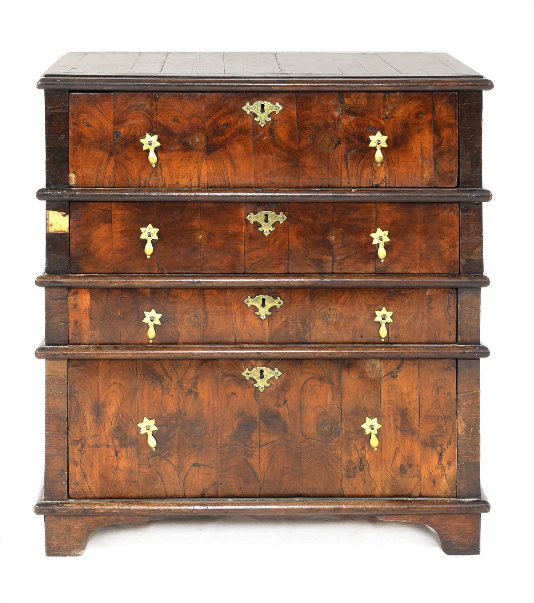 An oak and walnut transitional chest,