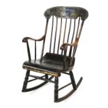 An American painted stick-back rocking chair,
