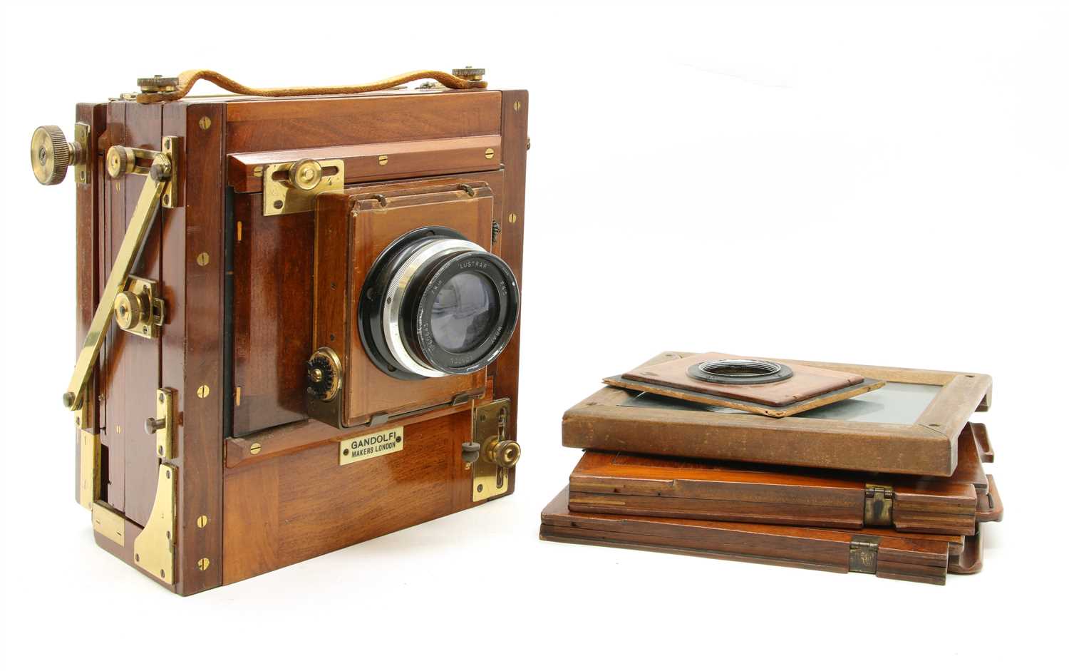 A Gandolfi mahogany and brass field camera,