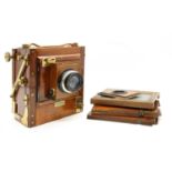 A Gandolfi mahogany and brass field camera,