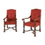 A pair of Continental oak side chairs,