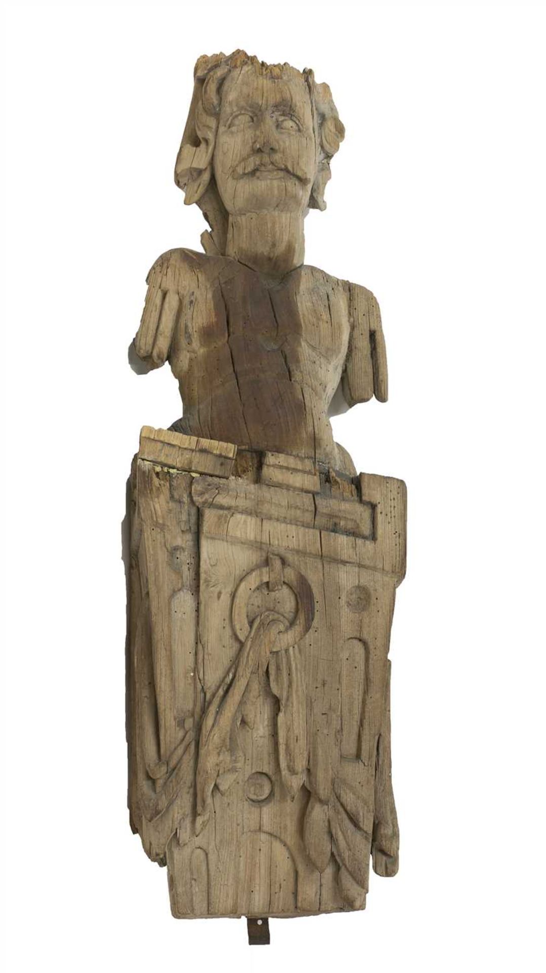 A carved wooden term figure,