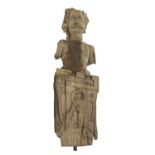 A carved wooden term figure,