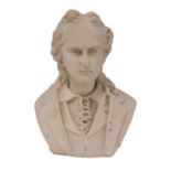 A carved marble bust of a 19th century gentleman,