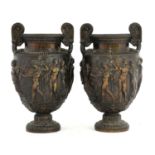 A pair of classical-style bronze amphorae,