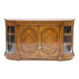 A Victorian inlaid walnut credenza,