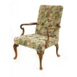 A George II-style mahogany elbow chair,
