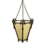 A Regency brass and gilt hexagonal hall lantern,