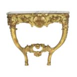 A George II-style giltwood console table,