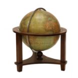 A large French Art Deco illuminated library globe,