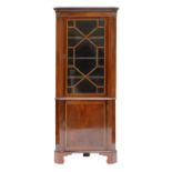 A George III inlaid mahogany standing corner cupboard,