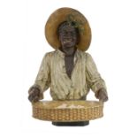 A terracotta and painted bust-length blackamoor figure,