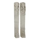 A pair of English white marble chimney piece jambs,