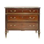 A French mahogany commode chest,
